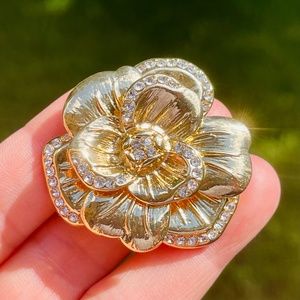 Rose Brooch Flower Pin Rhinestone Rose Pin